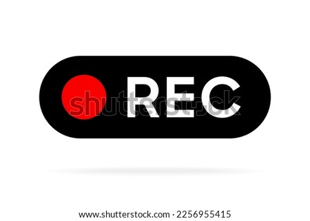 Recording, rec icon, red panel on white background