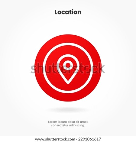 Target pin point icon. Red map location pointer icon symbol sign. Gps marker with isolated white background for mobile app website UI UX.
