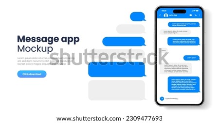 Message smartphone template. Mobile chatting sms app template bubbles. Message bubbles chat on smartphone icons. Phone chatting sms template bubbles. Isolated smartphone