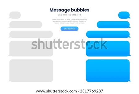 Message smartphone template. Mobile chatting sms app template bubbles. Message bubbles chat on smartphone icons. Phone chatting sms template bubbles