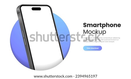 3D realistic high quality smartphone mockup with isolated background. Smart phone mockup collection. Device front view. 3D mobile phone with shadow on white background.