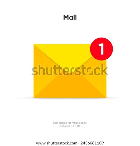 New message notification concept on realistic smartphone mockup. New email pop up. Incoming, open messaging. Chatting, mail, post, letter symbol, sign, emblem with new notification for UI UX website