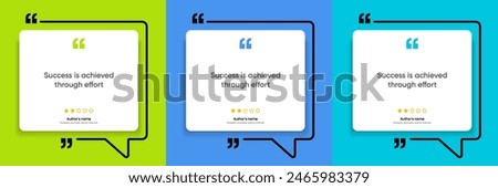 3D bubble testimonial banner, quote, infographic. Social media post template designs for quotes. Empty speech bubbles, quote bubbles and text box. Vector Illustration EPS10.