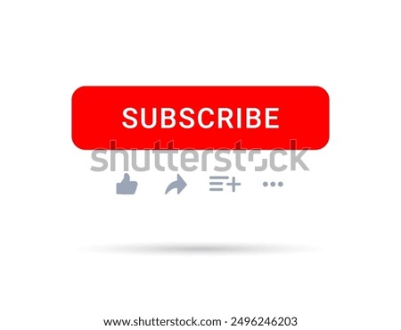 Subscribe button Bell, notification icon button and hand cursor click. Red button subscribe to channel social media, marketing, blog. Vector illustration for website, mobile app, UI UX. EPS 10