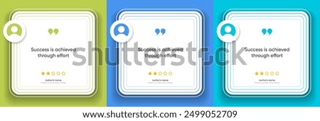 3D bubble testimonial banner, quote, infographic. Social media post template designs for quotes. Empty speech bubbles, quote bubbles and text box. Vector Illustration EPS10.