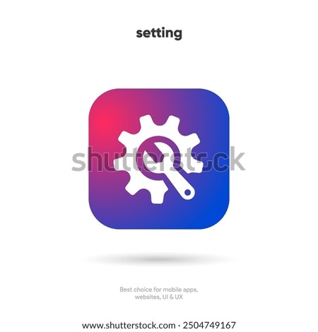 3d setting icon vector. Tools, cog, gear sign isolated on white background. Help options account concept. Trendy Flat style for graphic design. Icons for adjustment, gauge, tune, test.