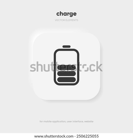 Battery charging process template Phone charge showing. Plugged and charging phone. Vector illustration EPS10. Battery charging.