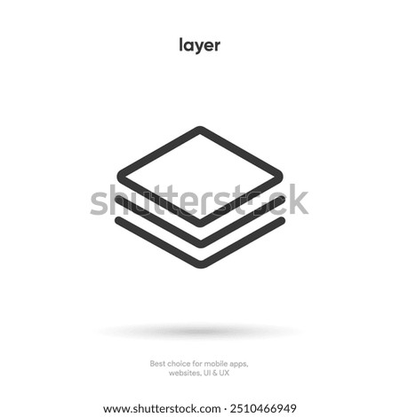 Layers icon, Three levels stacked on white background. Layer symbol for UI UX, website or mobile app icon.