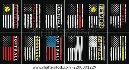 American Flag Softball Design Bundle