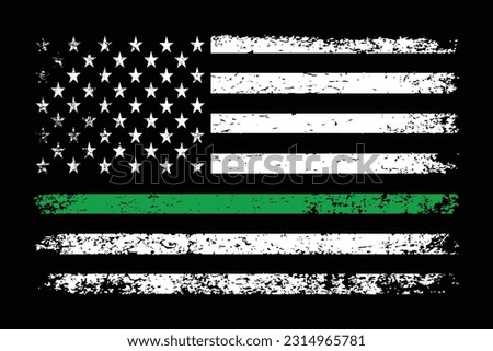 Thin Green Line With USA Flag Design