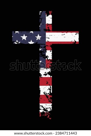 USA Flag Christian Cross Religious Design