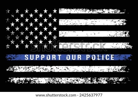 Support Our Police With USA Flag Design.