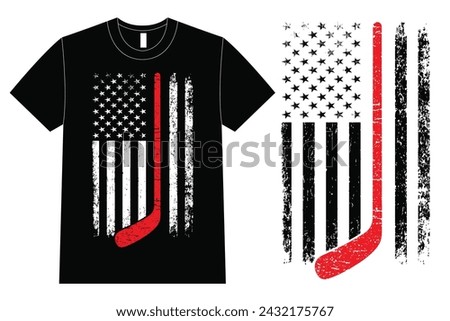 USA Vintage Flag Hockey T Shirt Design