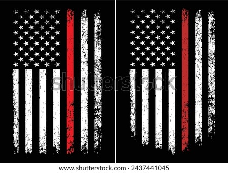 Thin Red Line Firefighter Flag Vector