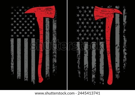 Fire Fighter Axe With American Grunge Flag