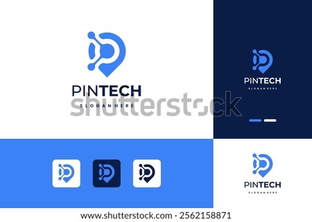 Modern logo pin location combination abstract logo design