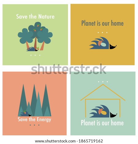 Vector set for Ecological project. 4 separate banners for print, websites, magazines.