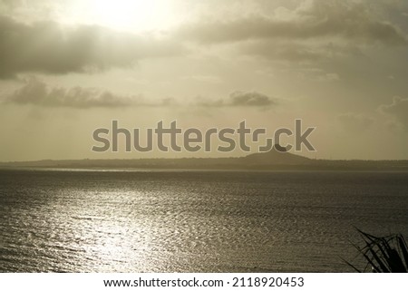 The view of sunset with island and ocean in Okinawa. Imagine de stoc © 