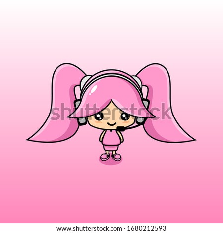 Cute Girl Vector Design, vector cartoon of cute girl