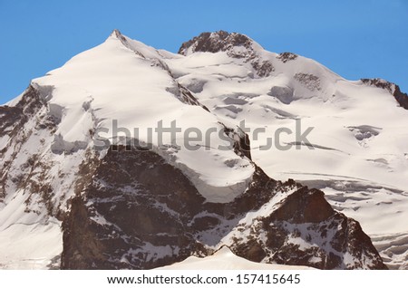 Europe\'s second highest summit, the north face of the monte rosa between zermatt and saas fee