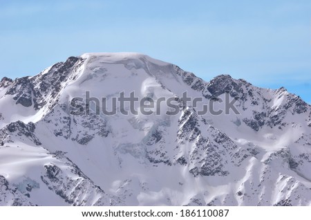 One of the highest alpine peaks, the north east face of the Grand Combin on the Swiss - Italian border, near to Verbier. Viewed from a helicopter