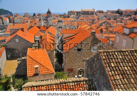 the roof tops of historical and UNESCO listed Dubrovnik in Croatia