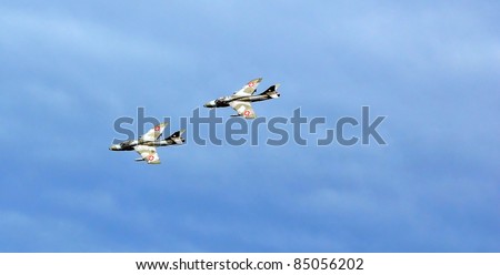 SION, SWITZERLAND - SEPTEMBER 18: Hawker Hunter display by the swiss air force at the Breitling Air show.  September 18, 2011 in Sion, Switzerland