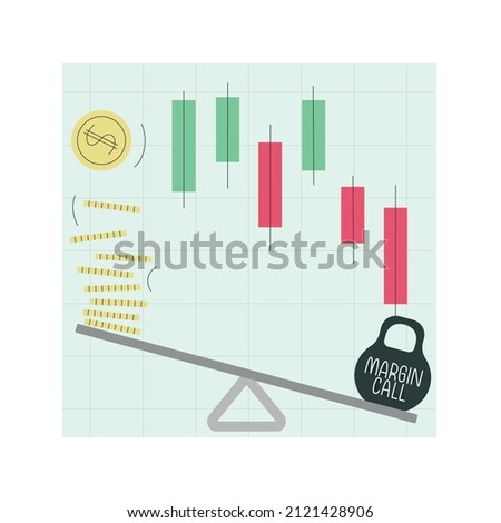 Witty concept vector illustration. Stock market falling, financial crisis, crash, margin call happening like heavy, dark load. Bankruptcy.
