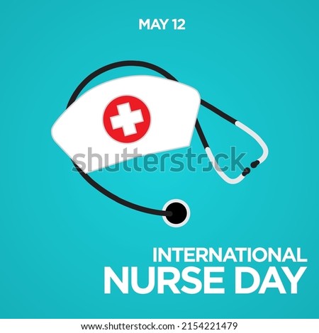 International Nurse Day concept. May 12. Nurse hat and stethoscopes. Vector Illustration. EPS 10. For posters, web, social media, designs, cards, background.