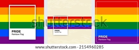 Collection of Pride Rainbow Flags art posters. Color Palette Concept. For LGBTQ Pride month and inclusivity. For Design elements, posters, cards, social media, banner, web. Vector Illustration.  商業照片 © 