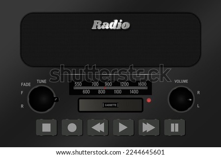 Radio Cassette Speaker with multimedia buttons and volume knobs. Vector Illustration. EPS 10.