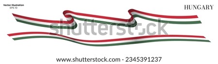 Set of curled and waving Hungary flags isolated on white background, 3d rendered. Vector Illustration. EPS 10.