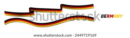 3d Rendered German Flag Ribbons with shadows, isolated on dark background. Curled and rendered in perspective. Graphic Resource. Editable Vector Illustration.	
