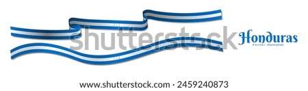 3d Rendered Long Honduras Flag Ribbons with shadows, isolated on white background. Curled and rendered in perspective. Horizontal 3D Honduran Flag Streamers. Flag Graphic Resource. Editable Vector.