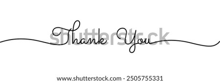 Calligraphic Thank you text in ballpoint pen style isolated on white background. Rounded Thank you sign in script text with capitalized first letters. Vector Illustration.