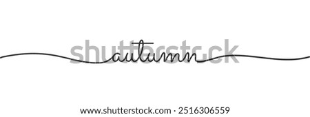 Calligraphic autumn text in ballpoint pen style isolated on white background. Rounded autumn season sign in script text in lower caps. The word autumn written in ballpoint style . Vector.