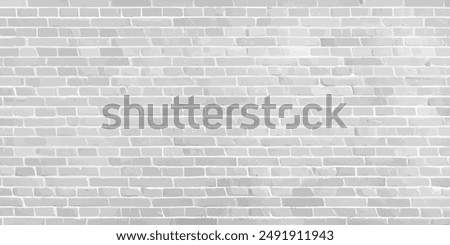 Panorama white brick wall texture background, brick wall texture for interior or exterior design backdrop, white brick wall texture wallpaper background. Vector illustration.