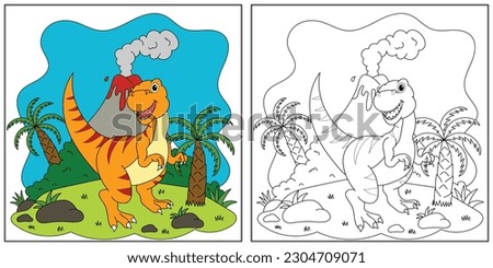 cute cartoon dinosaur apatosaurus, funny illustration, coloring book for kids and children.