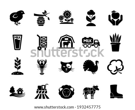 Agriculture linear icons set. Farming. Agricultural symbols. Isolated vector outline illustrations