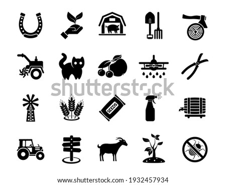 Agriculture linear icons set. Farming. Agricultural symbols. Isolated vector outline illustrations