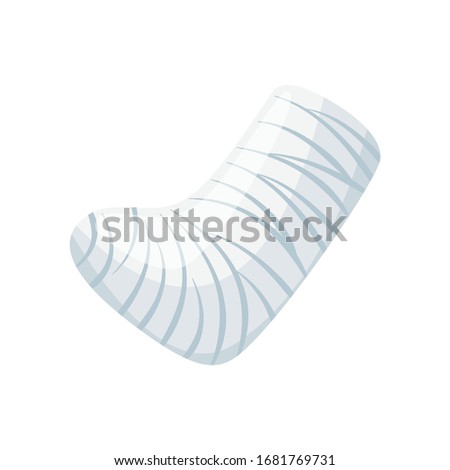 Cartoon brocken leg medical cast, vector illustration