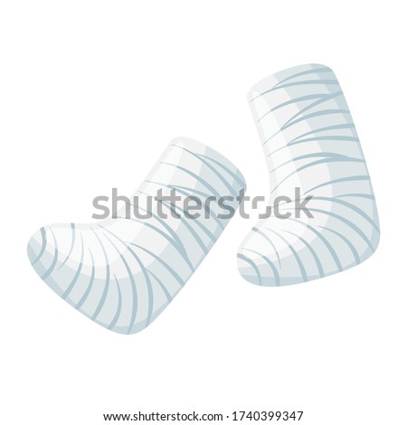 Cartoon brocken leg medical foot cast, vector illustration