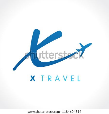 X letter fly travel company logo. Airline business travel identity brand design with letter 