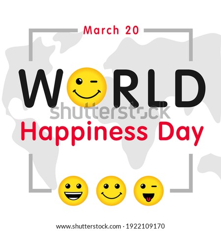 World Happiness Day greeting card concept. International Day Of Happiness creative congrats. Isolated abstract graphic design template. Internet messenger or computer web chat icons. World Smile Day.