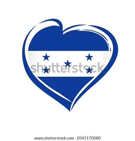 Love Honduras flag emblem. 200 years anniversary Independence Day Honduran from Spain. Celebration background with flag in heart shape. Vector illustration