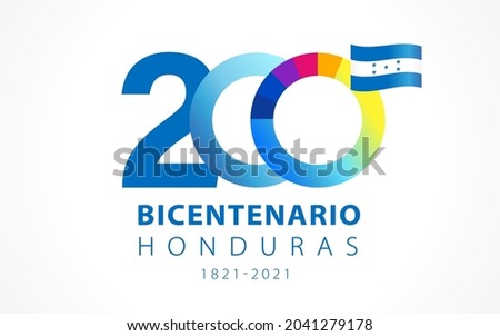 200 years anniversary Bicentenario Honduras, spanish text - Honduras Bicentennial, Independence Day from Spain. Celebration background with numbers and lettering. Vector illustration