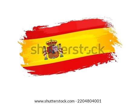 Spain flag made in textured brush stroke. Patriotic country flag isolated on white background for National Day of Spain, October 12. Vector Illustration