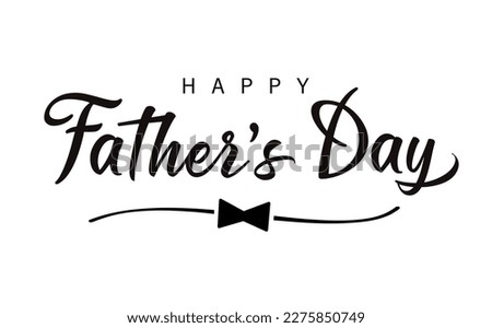 Happy Fathers Day calligraphy with bow tie divider. Poster template with black necktie in divider sketch line and elegant lettering Father's Day. Vector illustration