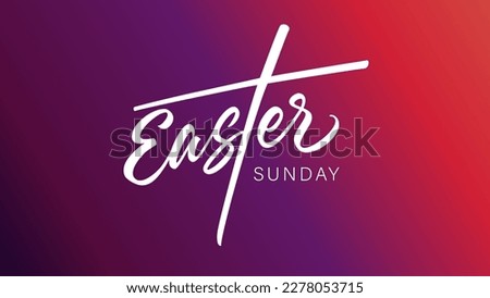 Easter Sunday calligraphy web slide. Elegant inscription, Christian typography poster. Easter card or banner template. Vector illustration