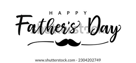 Happy Fathers day doodle mustache typography banner. Concept for Father's Day with elegant handwritten lettering and moustache. Vector illustration